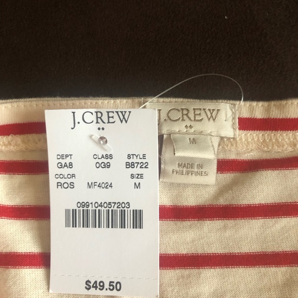 J. Crew Ivory/Cream and Red Striped Long Sleeve Shirt! - Picture 3 of 5